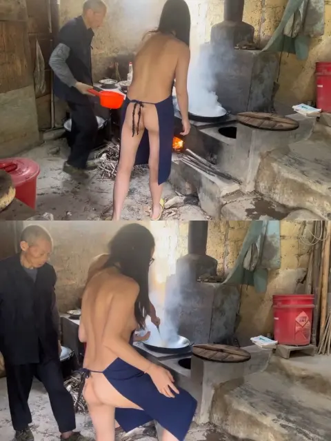 Bắt em họ và vợ cởi truồng xuống nấu bếp phụ bác họ